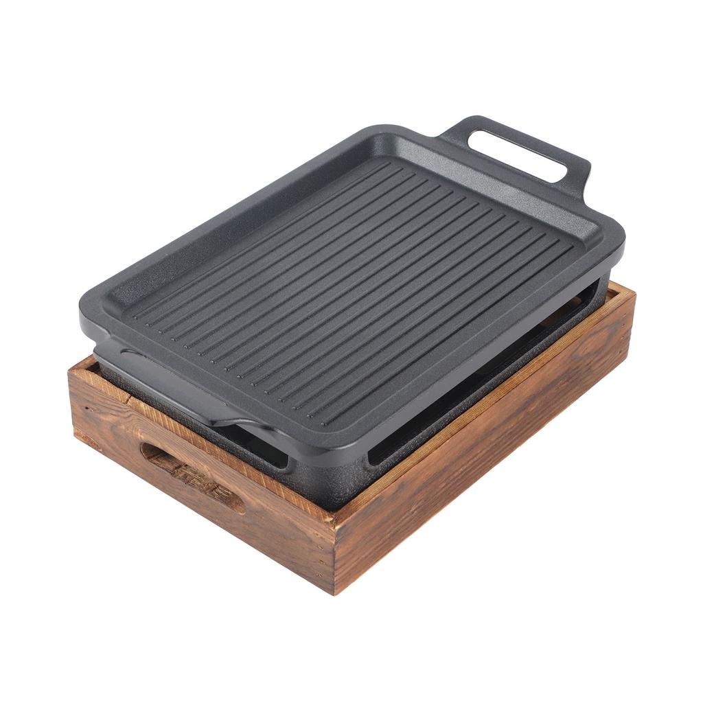 Настольный гриль-барбекю с деревянной основой, устойчивой к палкам, портативная спиртовая печь, компактный гриль-барбекю для