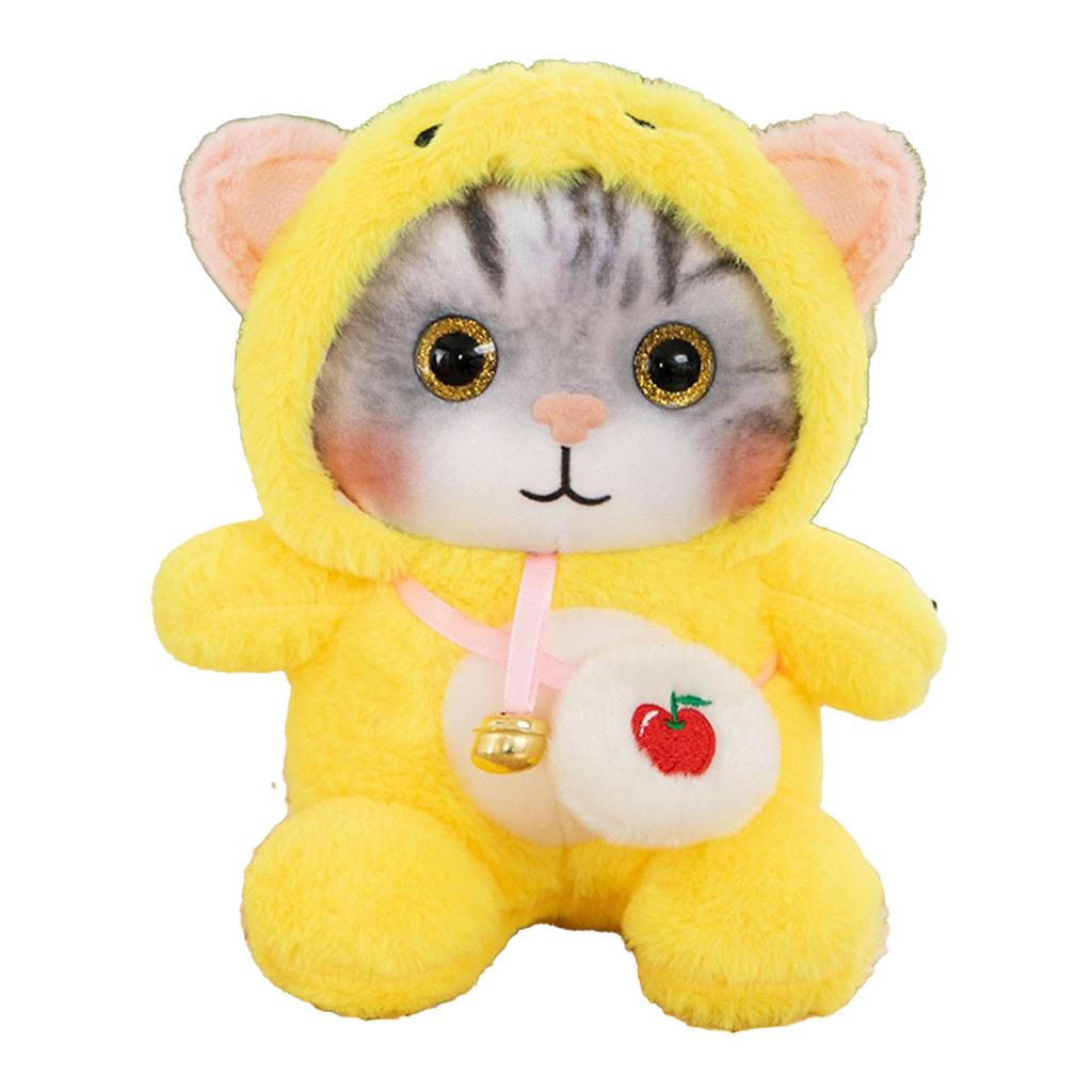 Cat Plush Toy Lovely Bell Soft Colorful Fuzzy Stuffed Cat Plush Toy for Children Birthday