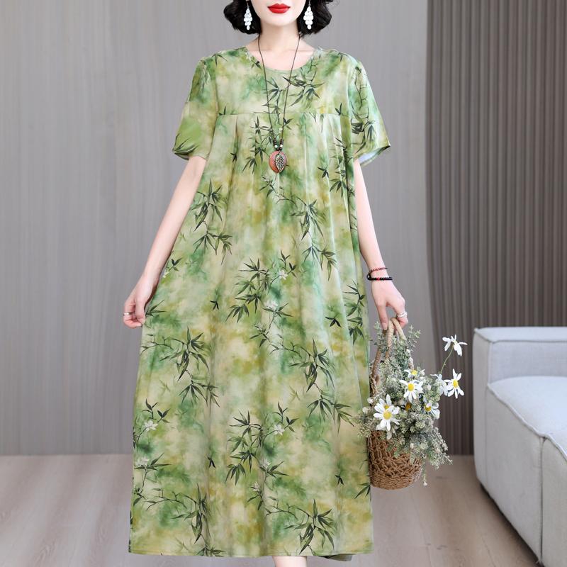 Женские свободные платья, элегантное повседневное летнее платье больших размеров с коротким рукавом, длинное платье больших размеров, женская винтажная одежда