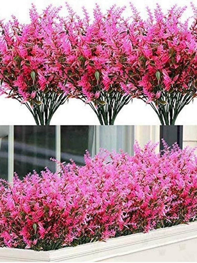 Искусственная лаванда, 8 связок/упак., устойчивые к ультрафиолетовому излучению, искусственные цветы, искусственные пластиковые цветы для подвесных растений, сад, крыльцо, окно, свадьба, уличный декор