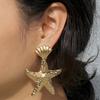 Shell Gold Fashionable Starfish Design Women Metal Earrings For Beach Summer