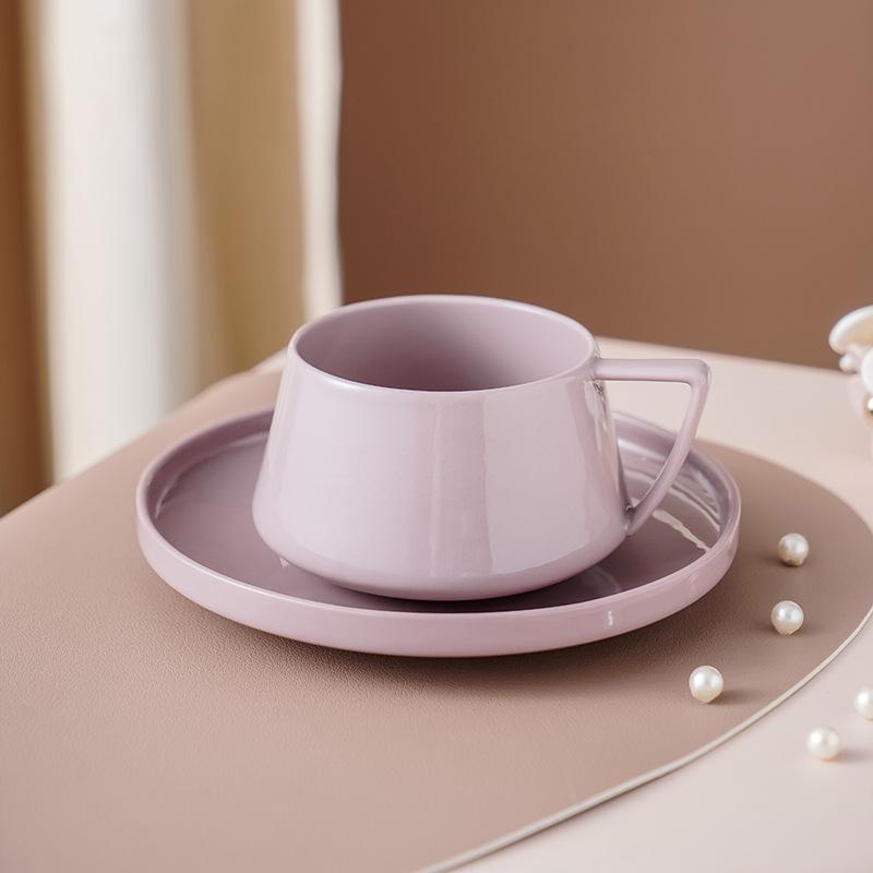Ceramic ins home office afternoon tea mug, solid color latte hanging ear creative simple set coffee cup saucer