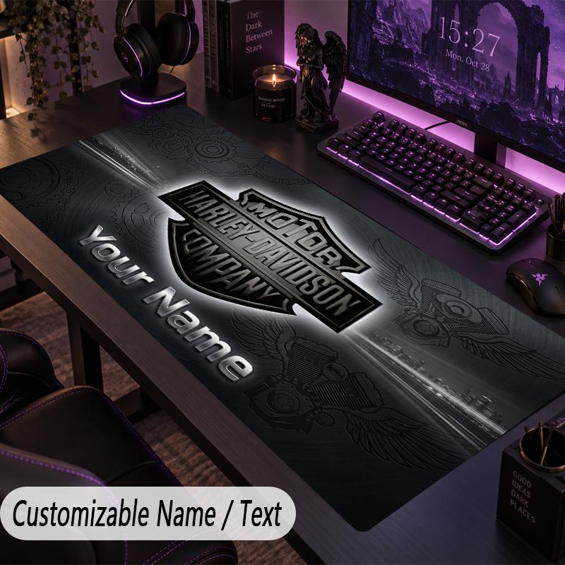 Large Mouse PadHarley-Davidson Custom Name Text Personalized Desk Mat Non Slip Gaming Pad