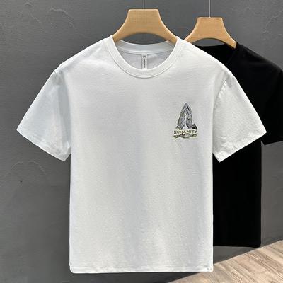Новая летняя мужская хлопковая футболка с принтом, тонкая, с коротким рукавом, мужская футболка, топ