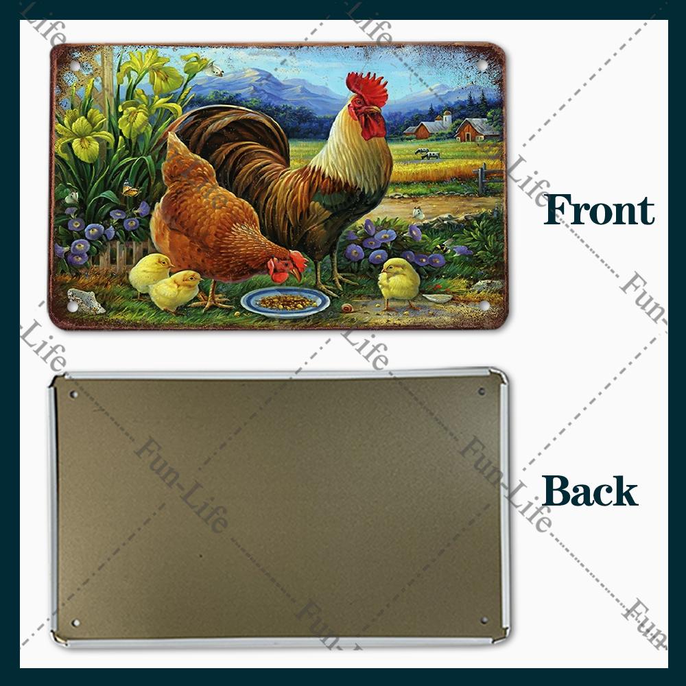 Плакат с курицей, винтажные металлические оловянные знаки, тарелка, петух, куриное яйцо, ретро-налет, бар, паб, ферма, домашний Настенный декор