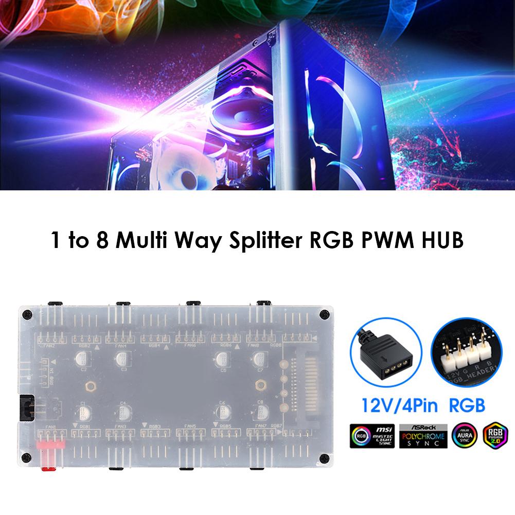 12 В 4 контакта/5 В 3 контакта 1 к 8 многоканальный разветвитель ARGB/RGB PWM вентиляторный концентратор контроллер светодиодной ленты адресуемое освещение RGB PCB разветвитель