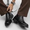 Модная осенне-зимняя мужская обувь до середины икры, рабочая обувь, боковая молния, удобные ботинки для ходьбы, однотонные классические ботинки на низком каблуке