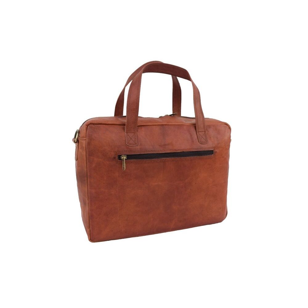 Goat Leather Office Briefcase Messenger Bag 15 In Laptop Satchel Shoulder Bags