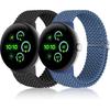 Ремешки, совместимые с Google Pixel Watch 3 45 мм, Эластичный плетеный нейлон, 2 шт., Мягкий петлевой ремешок, Замена, Регулируемый эластичный браслет для Google