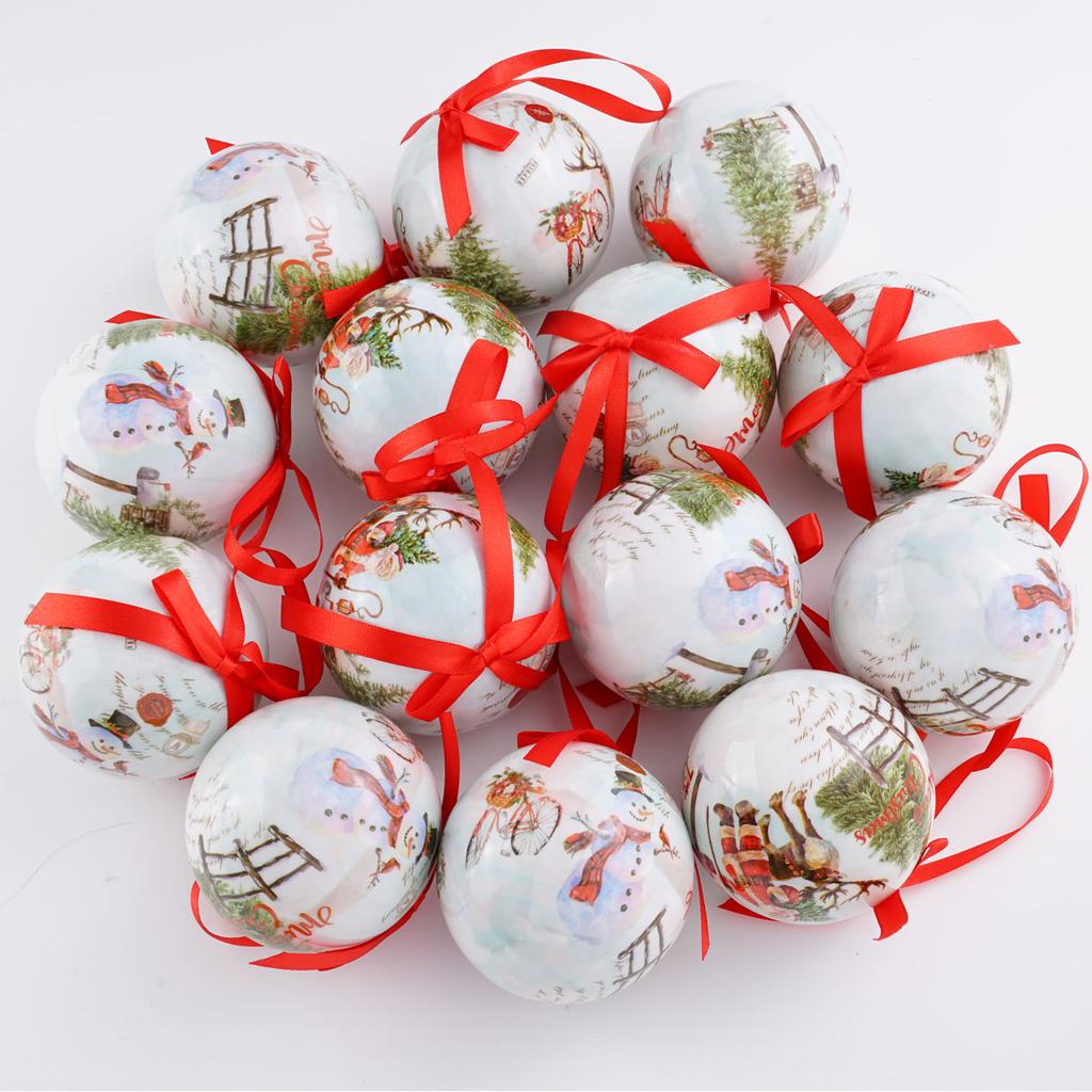 8см Рождественский шар для украшения елки, печатный елочный шар, подвесное украшение для рождественской вечеринки, для домашних рождественских украшений