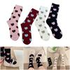 4 Pairs Breathable Women's Ankle Socks Flocking Heart Pattern Stretchy Fit Nylon Fabric Crew Socks for Work and Leisure