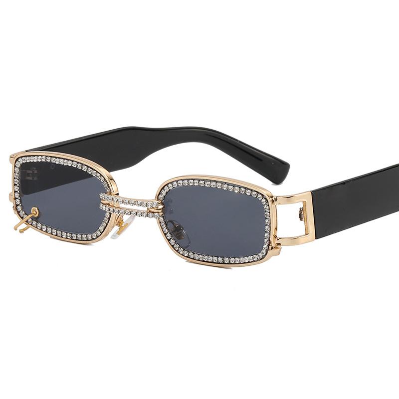 New cyberpunk style diamond-encrusted sunglasses Internet celebrity hip-hop chain diamond glasses European and American small frame women's sunglasses