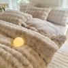 Light luxury gradual change imitation rabbit velvet four-piece set autumn and winter milk velvet quilt cover thickened high gram weight bubble velvet