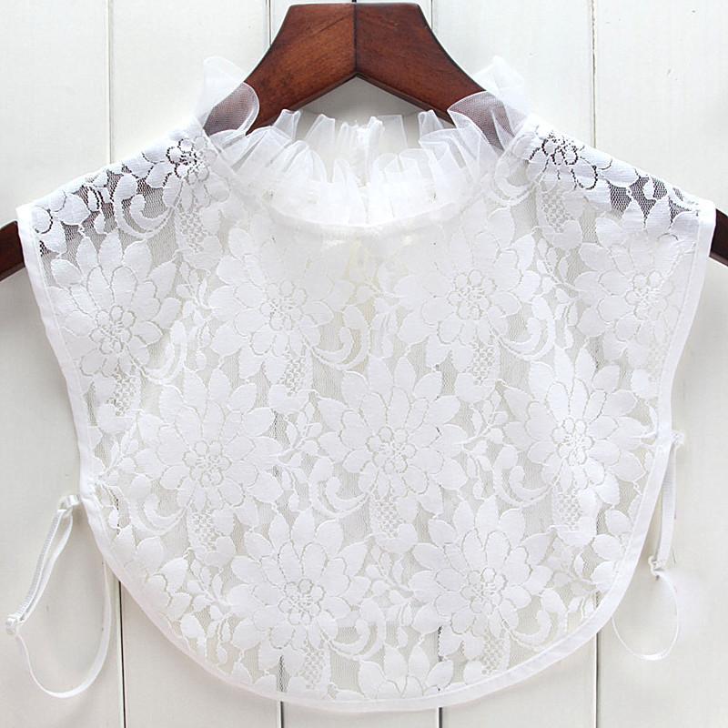 Linbaiway Women's Lace Fake Collar High Stand Ruffle Sweater Blouse Shirt False Collar Female Removable Detachable Collar
