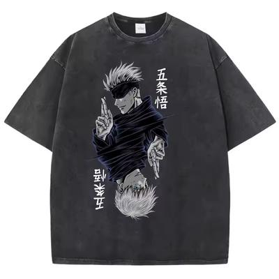 2026 Jujutsu Kaisen Годзё Сатору Манга Печатная Футболка Мужская и Женская Стиранная Футболка Высококачественная Винтажная Хлопковая Футболка Топы