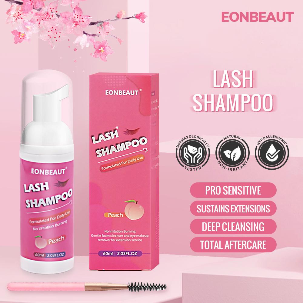 eonbeaut 60 мл персиковый шампунь для ресниц, кисть для чистки ресниц, пена для макияжа, инструменты для удаления клея, аксессуары для наращивания