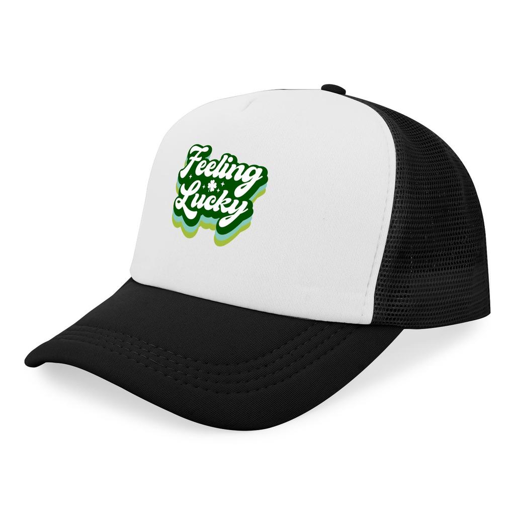 Feeling Lucky St Patricks Day Trucker Hat Polyester Casual Adjustable Snapback Cap for Adults