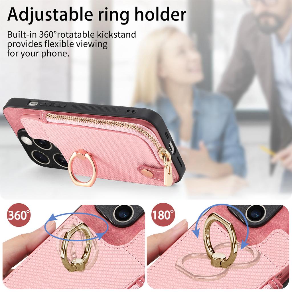 Магнитный кошелек с отделением для карт с откидным кольцом-держателем на молнии кожаный чехол для iPhone 15 14Plus 13 12 11Pro Max для Samsung S23 S22 S21 S20 Ultra Plus A14 A54 A53