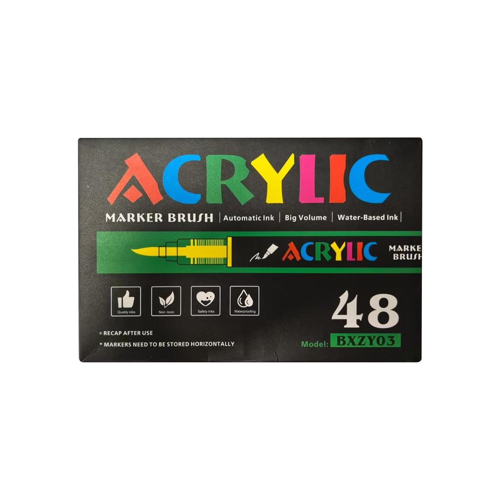 Straight Liquid Acrylic Marker Pen 12/24/36/48/60/80/120 Color Soft Head Student Art DIY Hand-painted Drawing Doodle Pen 10ml