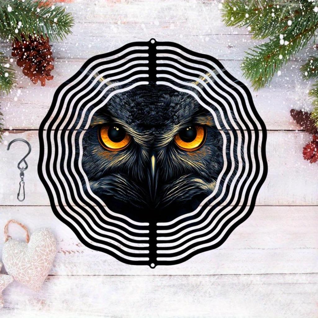Dark Night Owl Metal Wind Spinner 3D Hanging Garden Decor No Electricity Needed Outdoor Yard Patio Decoration with Soothing Sound