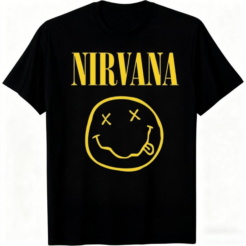 Nirvana Rock Band Men's T-shirt Hip-hop Style Men's and Women's Oversized Y2K Tee Casual Loose Outdoor Street