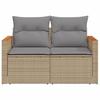 Vidaxl Sofa Ogrodowa Z Poduszkami, 2-Osobowa, Beż, Polirattan