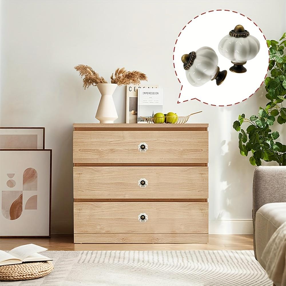 8 шт. керамические ручки-тыквы, белые керамические ручки для шкафа, винтажные ручки для комода, винтажные ручки, декоративные ручки для ящиков (Одно отверстие с винтом)