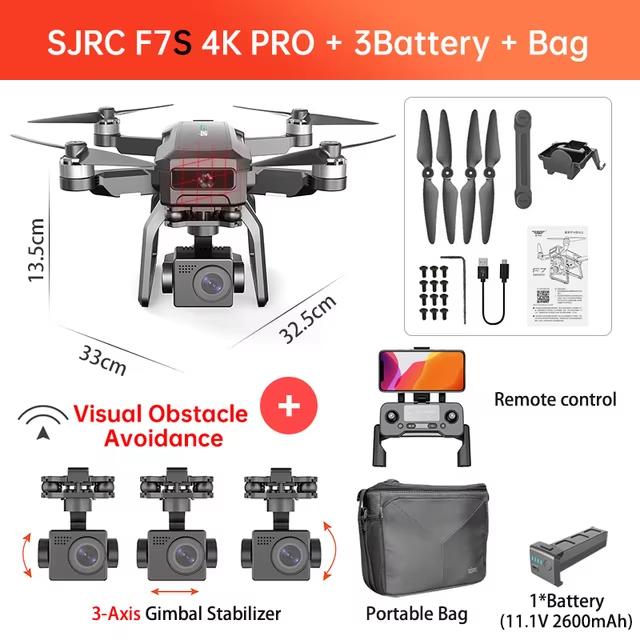 2024 Новый дрон F7s 4K PRO 4K HD ESC Камера Обход препятствий GPS 5G WiFi 3-осевой подвес EIS FPV Бесщеточный квадрокоптер 3 км Обход препятствий Дрон Игрушка