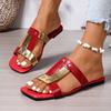 Летние Новые Квадратный Носок Открытый Носок Удобные Повседневные Шлепанцы Модные и Легкие Уличные Большого Размера Шлепанцы для Женщин