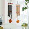 25-Inch Wooden Wind Chime with 6 Aluminum Tubes S-shaped Hook Natural Soothing Melody Garden Patio Outdoor Decoration Hanging Wind Bell Pendant