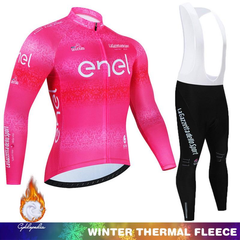 Winter Thermal Cycling Bib Tights Set With Long Sleeve Jersey Road Bike Riding Men Women