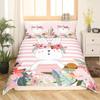 Rabbit Print Kids Girls King Queen Duvet Cover Cartoon Pink Little Bunny Comforter Cover Animal Floral Polyester Bedding Set
