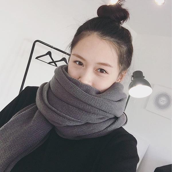 Korean Style Solid Color Imitation Cashmere Scarf for Autumn & Winter