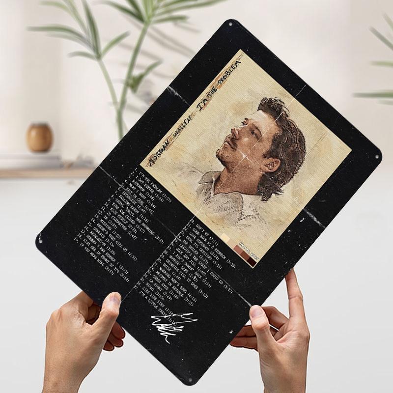 Morgan Wallen Poster Customized Wall Art Vintage Metal Signs Retro Tin Plaque for Man Cave Decoration Living Room Decor Men Home