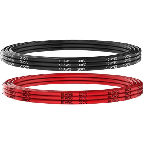 Yiqigou 2M Flexible Silicone Wire, 10AWG, 12AWG, 14AWG, 16AWG, 18AWG, 20AWG, 24AWG RC Cable Lead, Flexible Copper Cable (1M Black Silicone Wire + 1M R