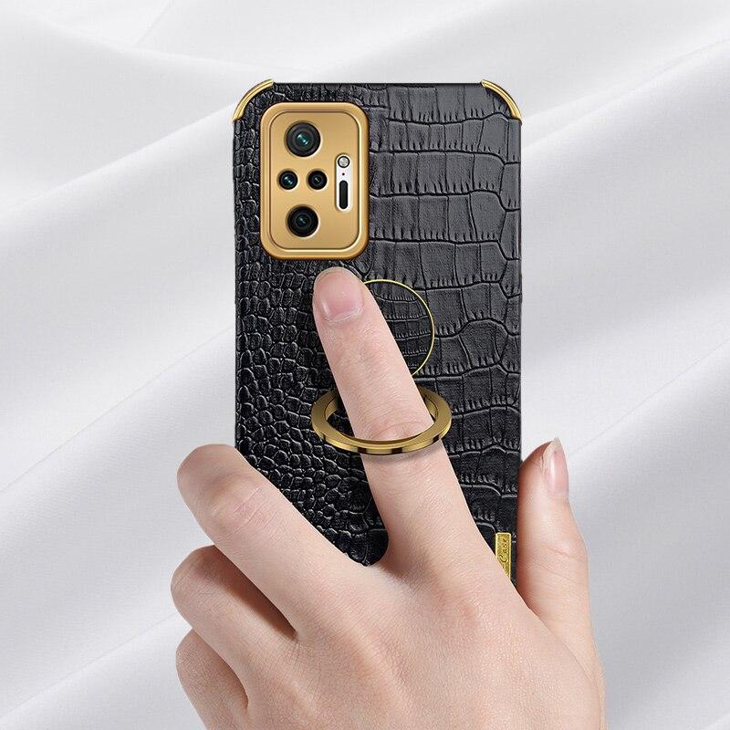 Кожаный чехол для телефона с кольцом-подставкой и 6D покрытием для Xiaomi Redmi Note 10 9 Pro 10S 9S POCO X3 Pro NFC, мягкий чехол для телефона с гальваническим покрытием, противоударный корпус