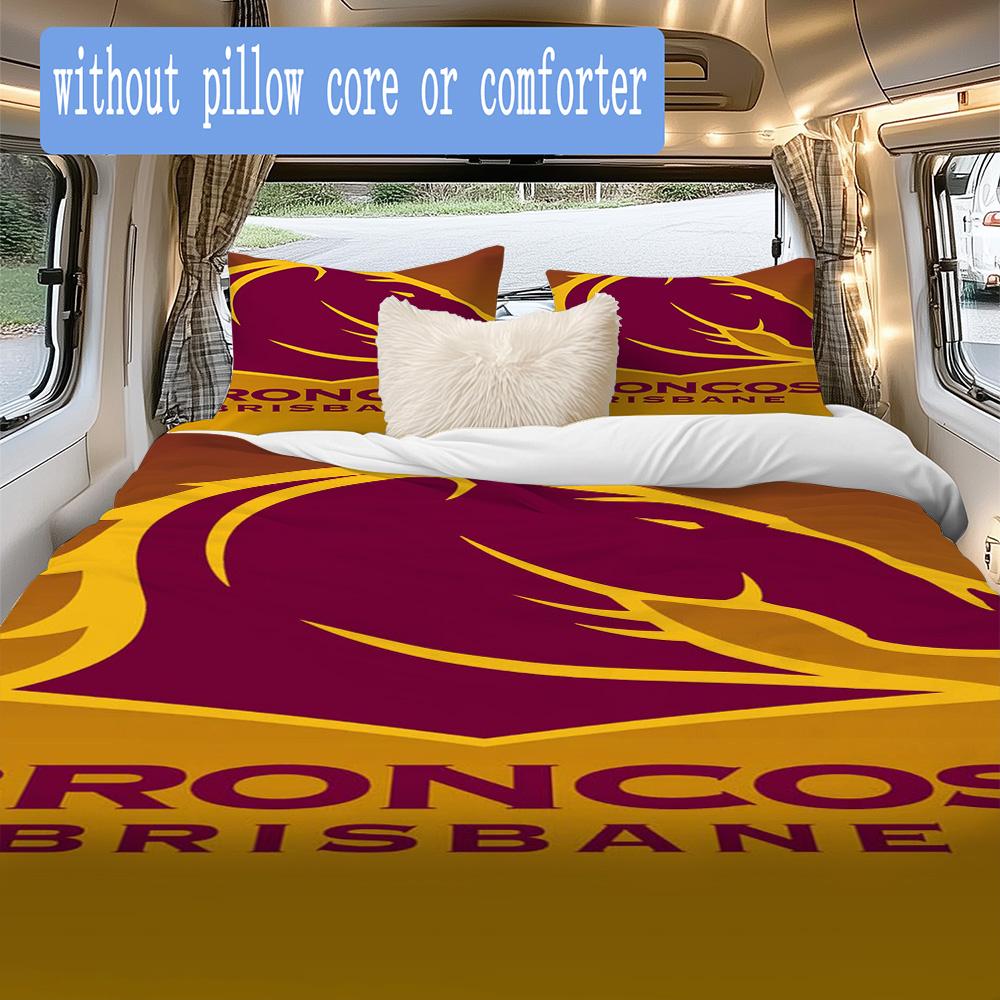 Brisbane Broncos Pattern Bedding,Quilt Set Quilt Cover Pillowcase Home Birthday Gift (1*duvet cover+2*pillowcase,without core)ZSJT0917137