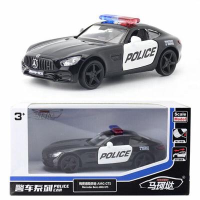 Модель полицейской машины Benz AMG GTS в масштабе 1/36, литой автомобиль, игрушки для детей, подарок для мальчиков, отступить назад