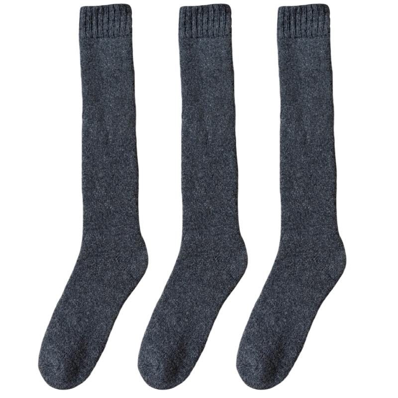 3 пары зимних толстых теплых мужских шерстяных носков до колена, мужские носки из мериносовой телячьей шерсти, повседневные кашемировые махровые носки, модные мужские чулки