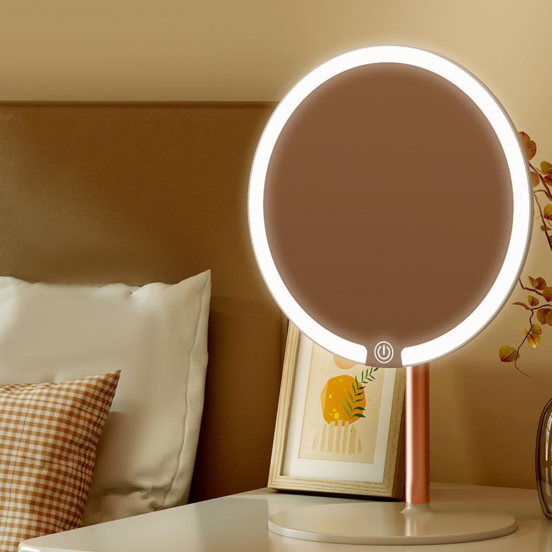 Rechargeable LED Vanity Mirror with Lights - Light Luxury Dorm Desktop Makeup Mirror
