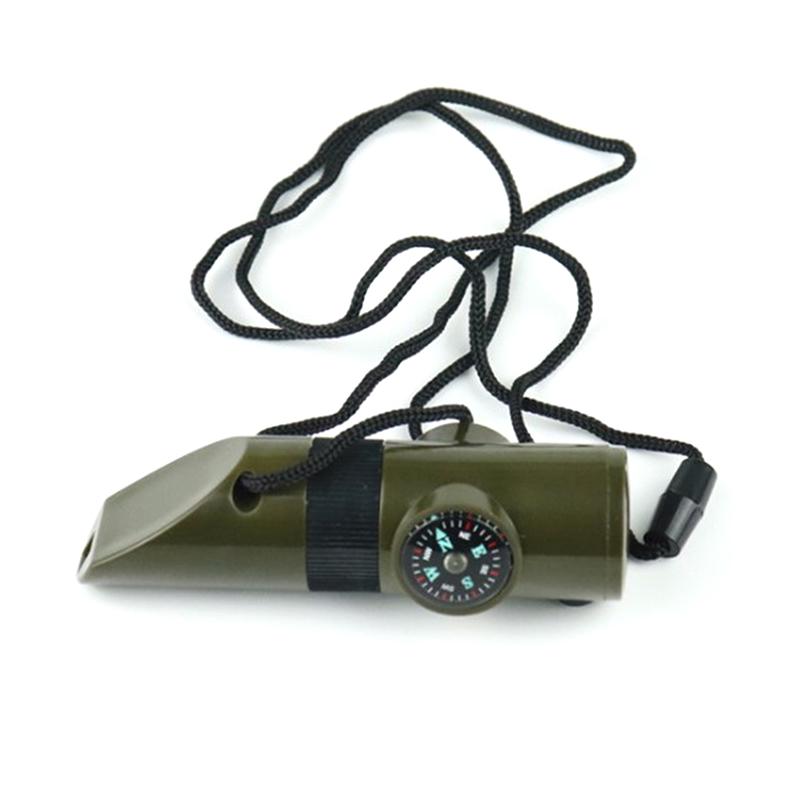 Multifunctional Whistle 7 In 1 Survival Bushcraft Trekking Compass Mirror