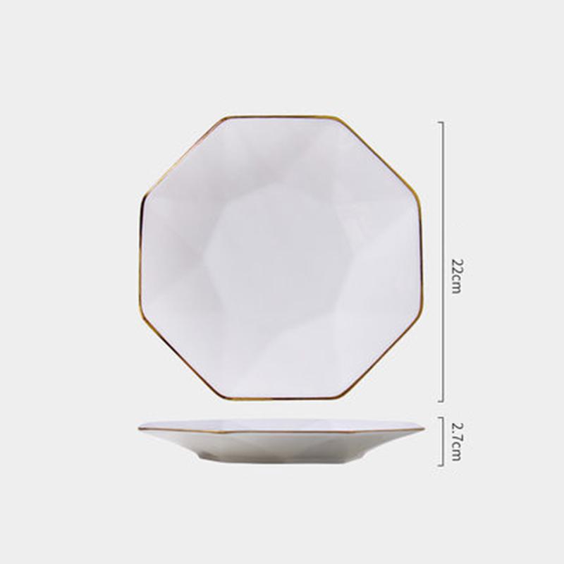 Пномпень Креативная восьмиугольная плоская тарелка для стейка Легкая роскошная фарфоровая посуда Западная обеденная тарелка Бытовая обеденная тарелка