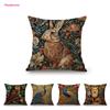 William Morris Flower Pattern Fox Rabbit Bird Deer Animal Home Decoration Art Cotton Linen Sofa Pillow Case Floral Cushion Cover