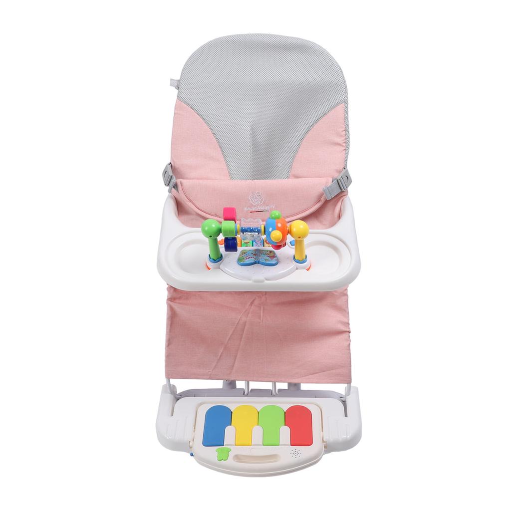 Детское кресло-качалка Детское кресло-качалка Колыбель с игрушечной дугой Вращающиеся колеса Поднос для кормления Педальное пианино