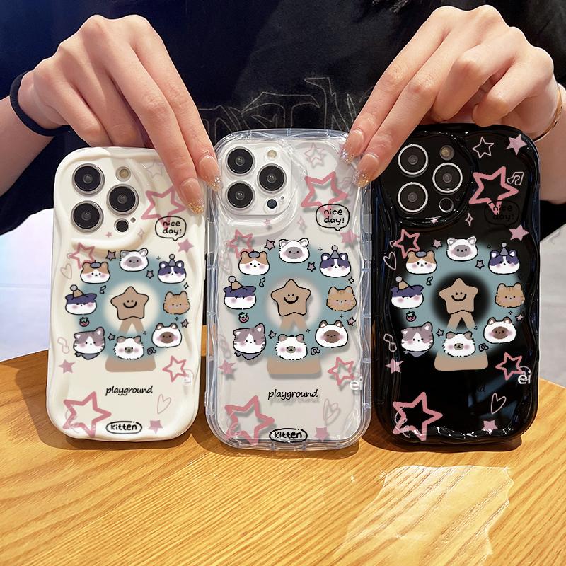 Cream Wave Curved Silicone Glossy Soft Case Cute Cartoon Animals Printed Shell Mobile Phone Back Cover for iPhone Samsung Xiaomi