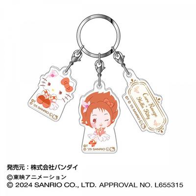 Sanrio Yes! PreCure 5 Gogo! X Персонажи Sanrio Тройной акриловый брелок 02 Кьюр Руж X Hello Kitty