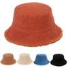 Corduroy Fisherman Cap Double Sided Panama Hat Outdoor Bucket Hat Men Women