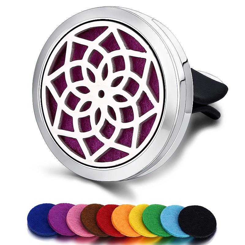 Многоразовый автомобильный освежитель воздуха, запах, диффузор для духов, клипса, автовентилятор, эфирное масло, медальон из нержавеющей стали, интерьер