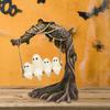 Halloween Cute White Ghost Tree Swing Decoration Resin Spooky Statue Home Car Ornaments For Desk Windowsills Dining Tables
