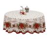 Christmas Round Tablecloth Winter Holly Snowman Tablecloth Decorative Table Cover Cloth for Indoor Outdoor Holiday Party Dining Table Decor